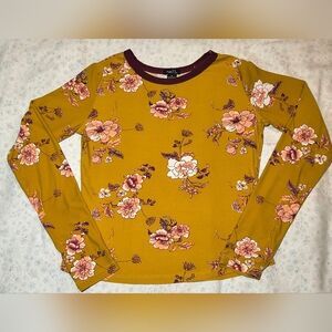 Rue21 Mustard Floral Long Sleeve Top